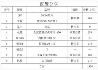 家用电脑主机最佳配置参数，家用电脑主机最佳配置参数表