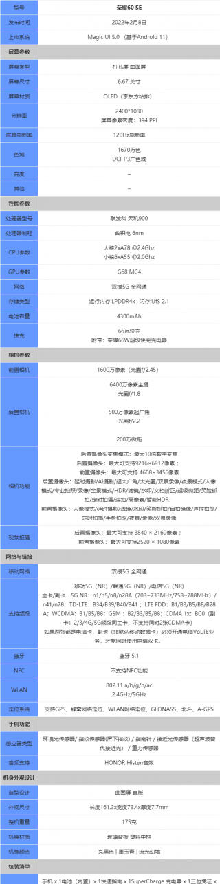 荣耀60pro参数配置处理器怎么样，荣耀60pro百度百科？