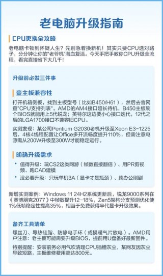 旧电脑可以直接换cpu吗？旧电脑只换cpu和显卡可以吗