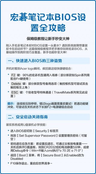宏基笔记本bios密码怎么清除？宏碁笔记本bios密码怎么解锁