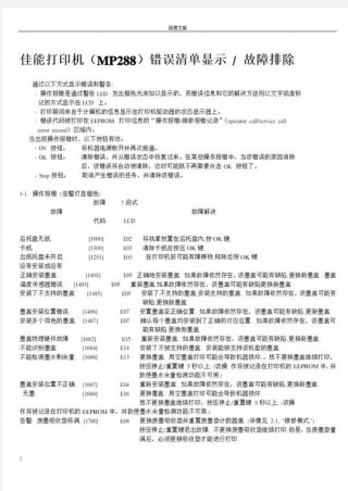 佳能mp288显示p22是什么原因，佳能mp288故障码p2解决方案