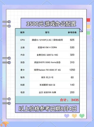 3500预算电脑配置推荐？3500预算电脑配置单