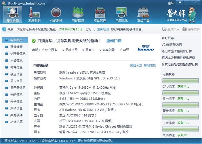 联想Y471A-ITH(i3)重要参数