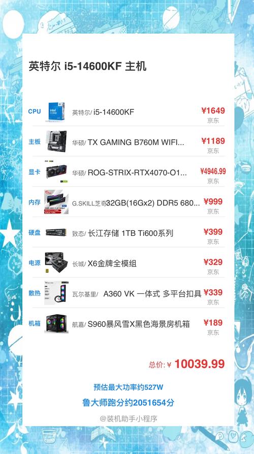 主流电脑配置一万求一个一万元左右的主机配置清单