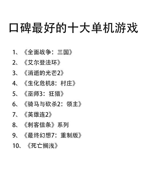 10款大型单机游戏排名榜