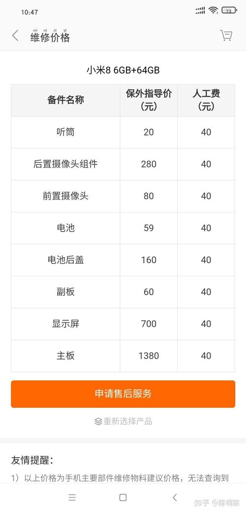 小米8换屏多少钱
