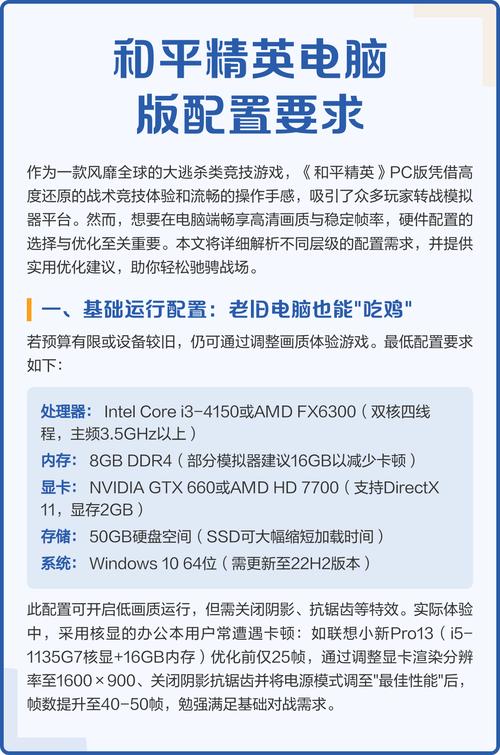 和平精英pc版最低配置要求