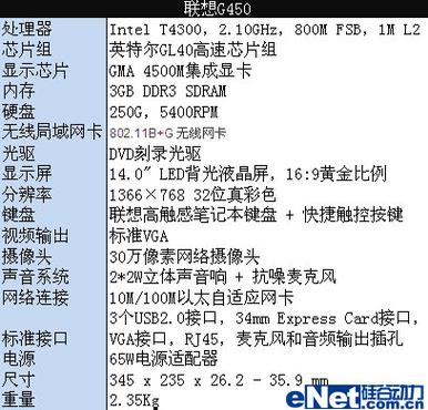 联想g450配置如何?