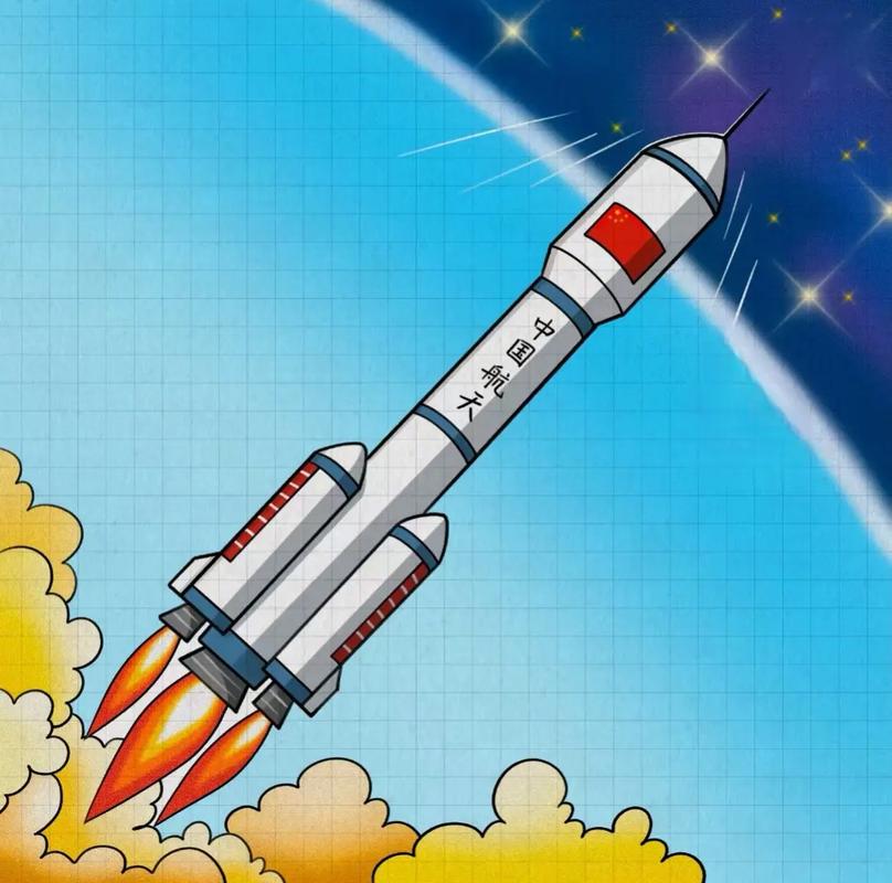 神舟十二号插画-神舟十二号火箭怎么画