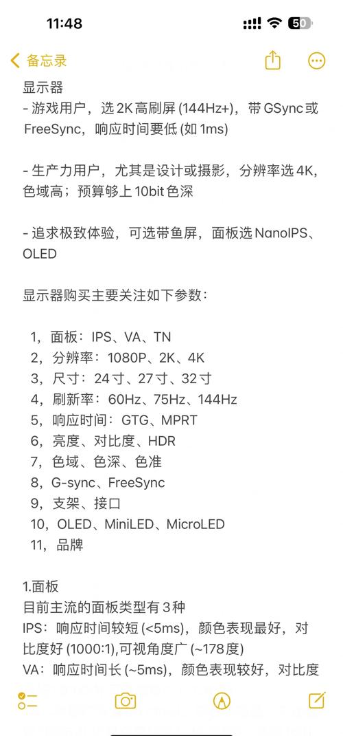 电脑屏幕不同面板类型的优缺点
