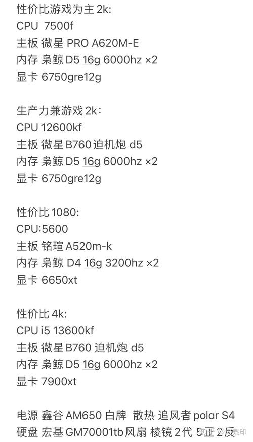 5000组装台式电脑配置清单(5000元预算,组装台式)