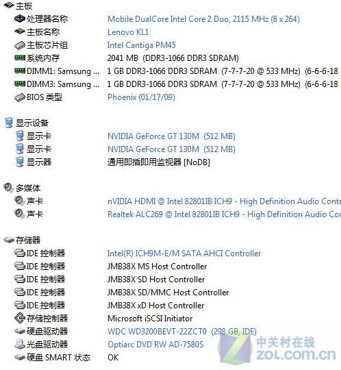 联想Y450a的主要参数