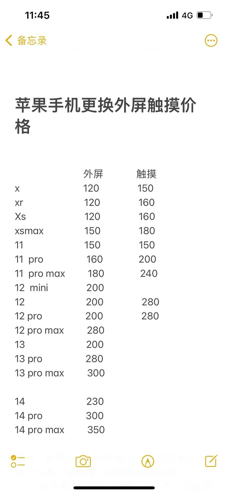 苹果6s修外屏多少钱