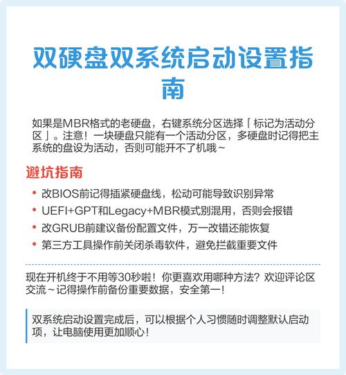 电脑双系统双硬盘怎么安装,双系统装在两个硬盘怎么设置启动