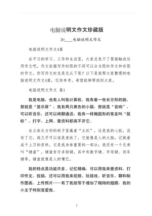 电脑说明文作文